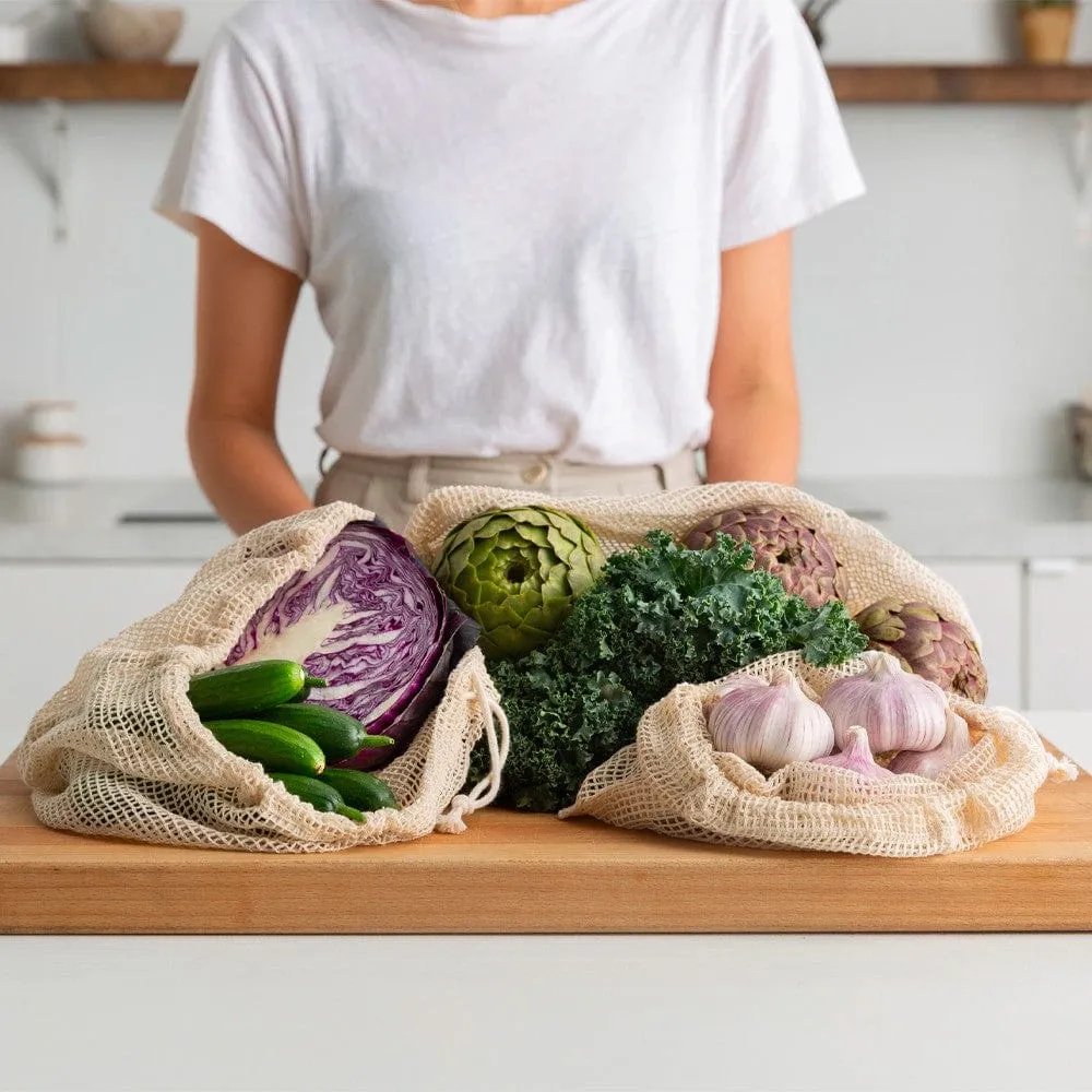 Organic Cotton Mesh Produce Bags - Set of 3 Small