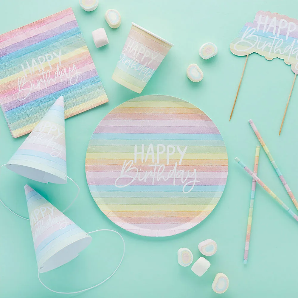 Pastel Rainbow Birthday Eco Paper Hats (x10)