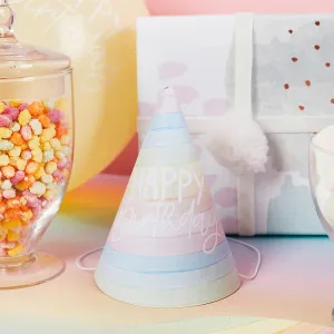 Pastel Rainbow Birthday Eco Paper Hats (x10)