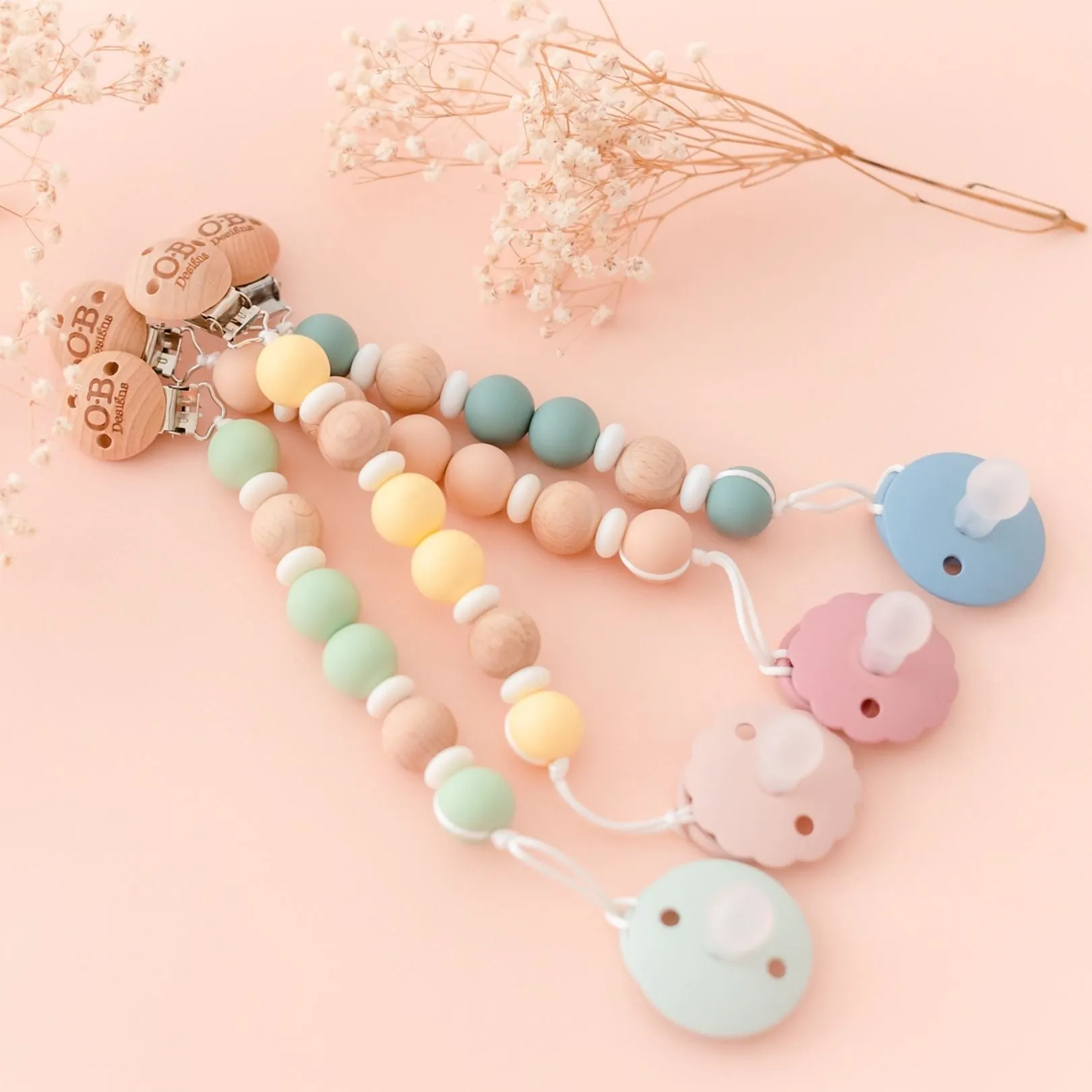 Peach Pink Eco-Friendly Pacifier Chain