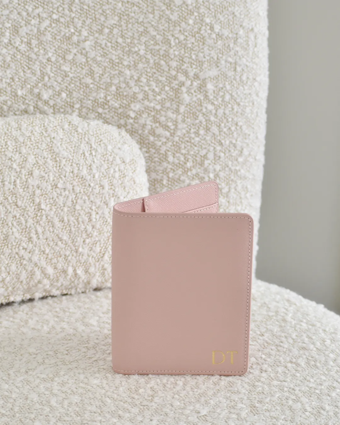 Personalised Leather Passport Holder- Pink