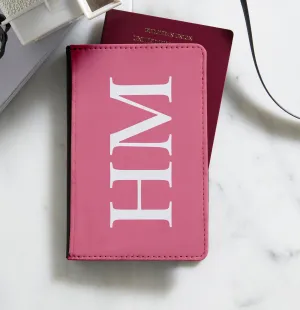 Personalised Passport Holder | Monogram in Hot Pink