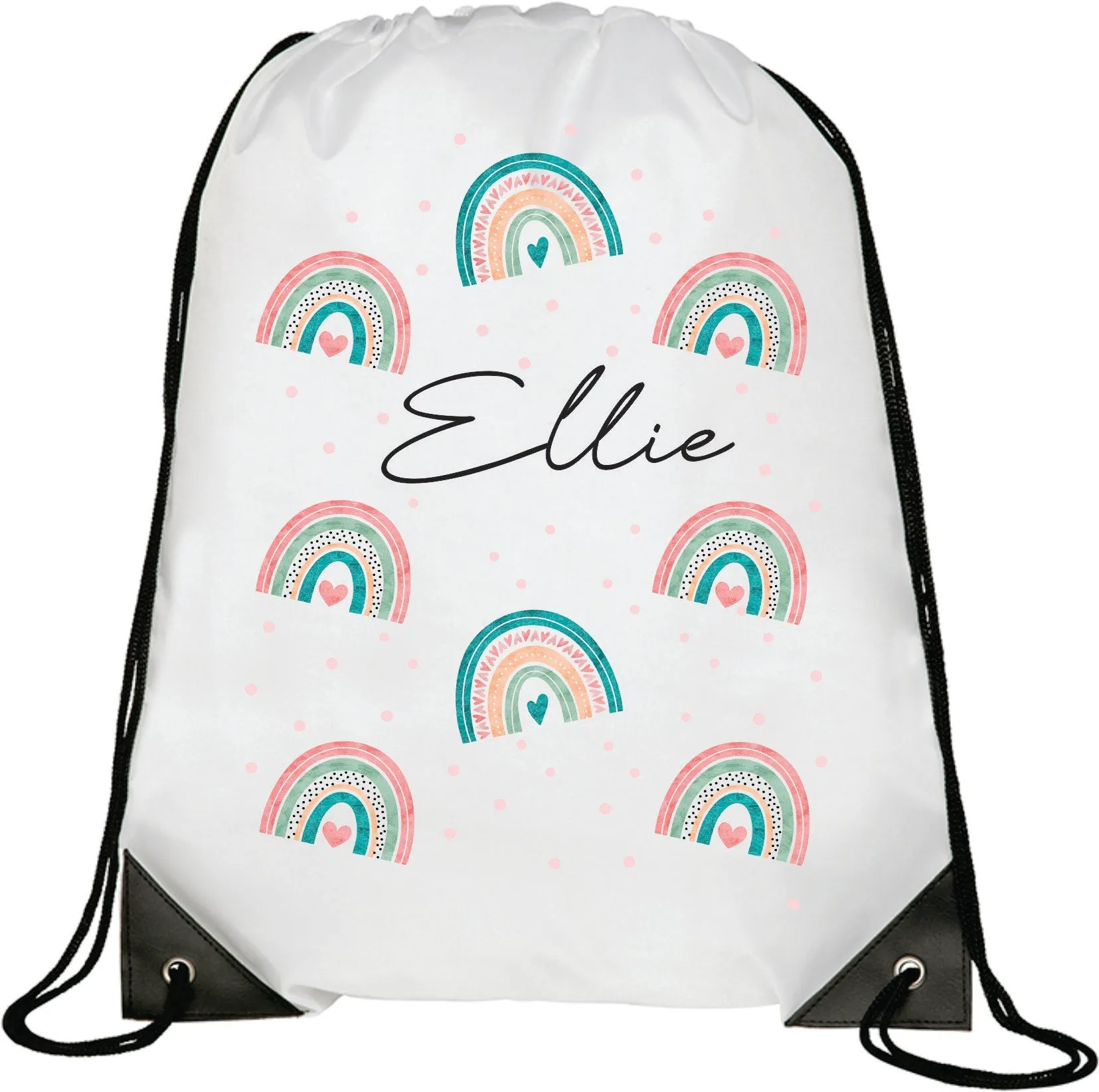 Personalised Rainbow Kids Drawstring Bag - Swimming Bag - PE Bag