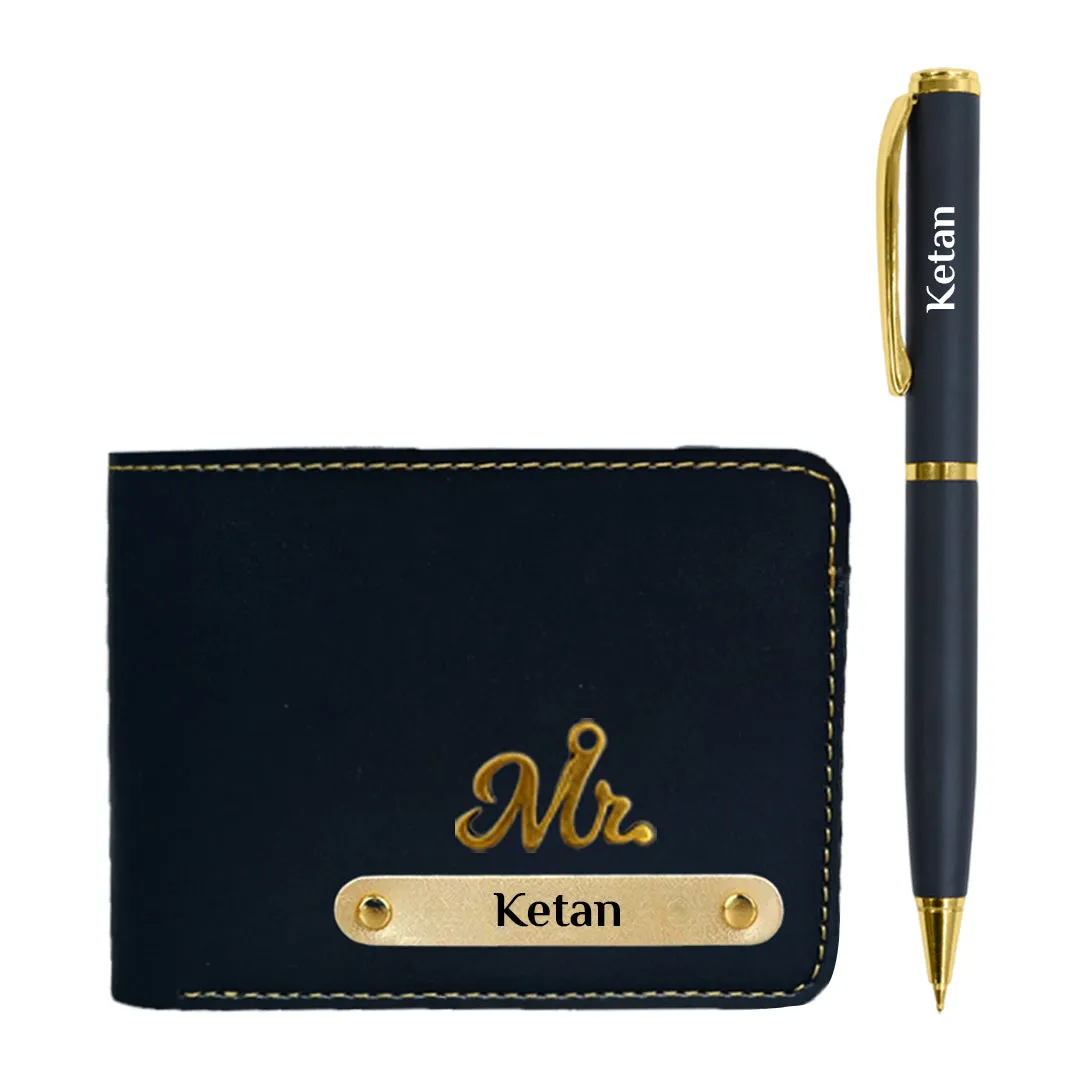 Personalized Wallet & Pen Set with Charm - Elegant Gifts for Men