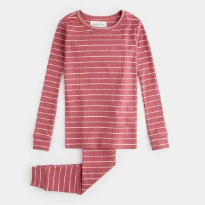 Petit Lem - Organic Modal Rib Pajama Set - Raspberry Stripe
