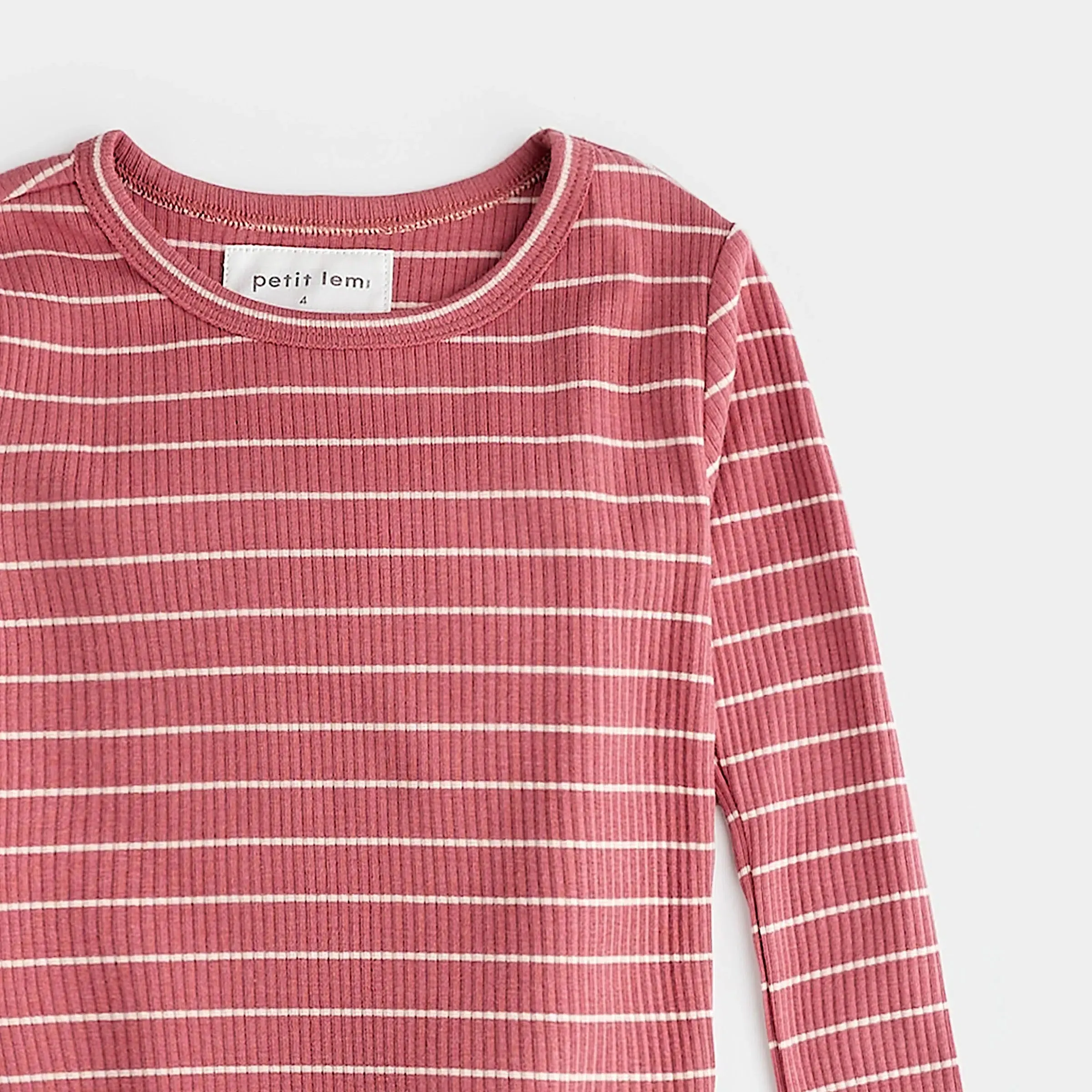 Petit Lem - Organic Modal Rib Pajama Set - Raspberry Stripe