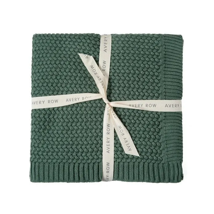 Plait Knit Blanket - Pine Green