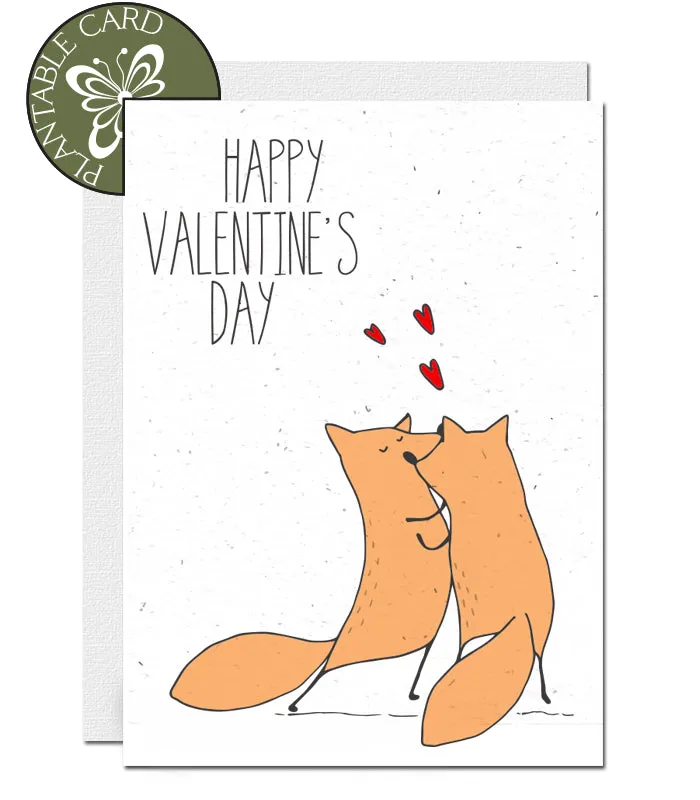 Plantable Valentine's Day Card - Foxes
