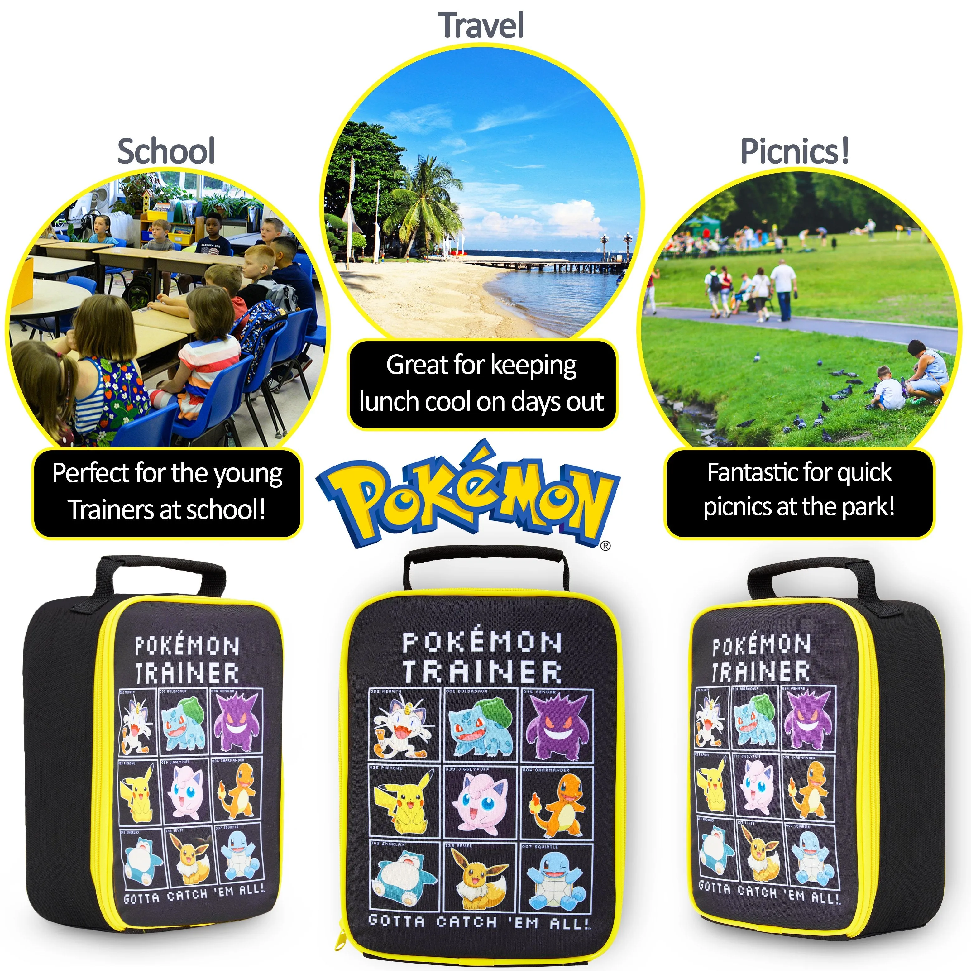 Pokemon Lunch Box, Lunch Bags for Kids, Insulated Lunch Boxes for School