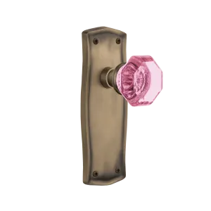 Prairie Long Plate with Pink Waldorf Knob in Antique Brass