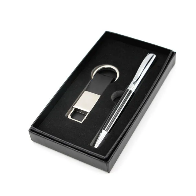 PU leather Keychain with Pen Gift Set