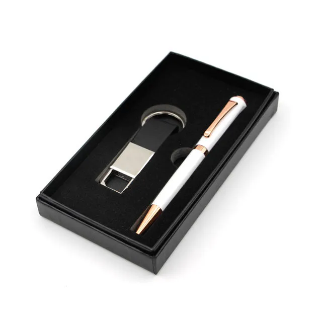 PU leather Keychain with Pen Gift Set
