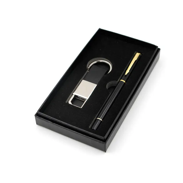 PU leather Keychain with Pen Gift Set