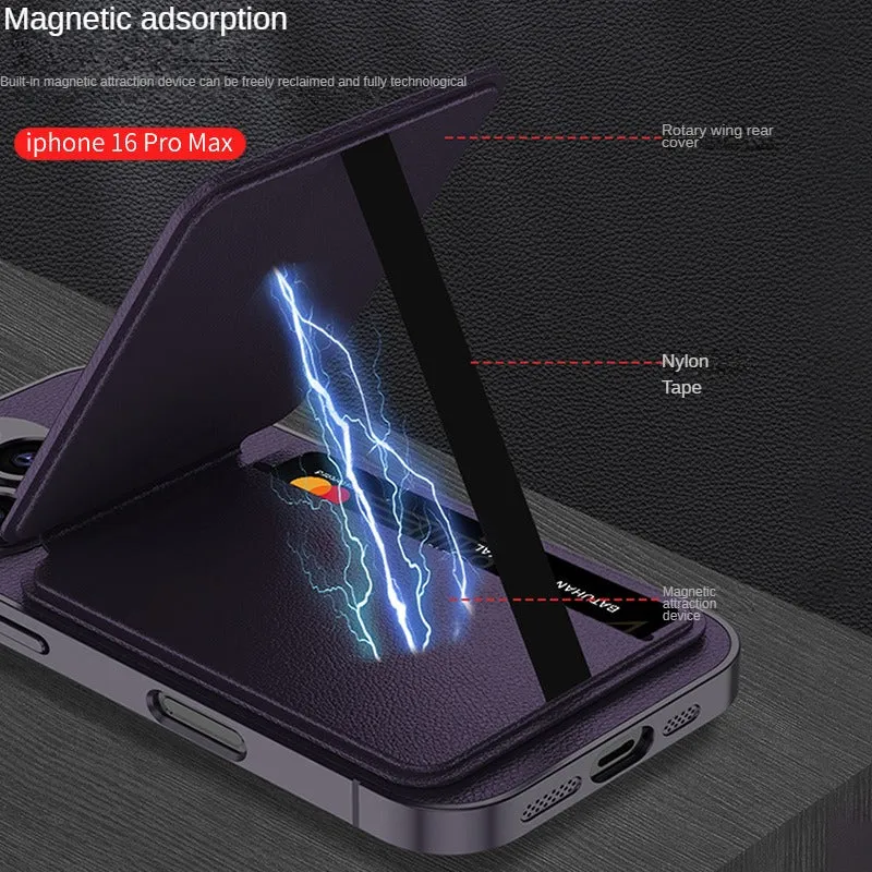 PU Leather Magnetic Sticker Split Phone Case  With Card Holder For iPhone