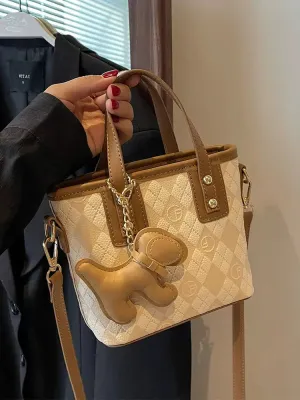 Puppy Charm Quilted Small Tote Bag
