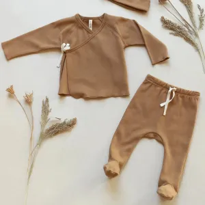 Quincy Mae - Organic Wrap Top   Pant Set - Golden