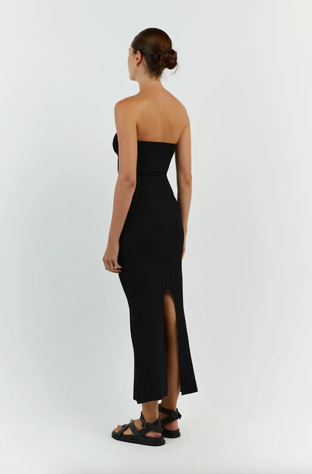 Raven Black Stylish Bandeau Midi Dress