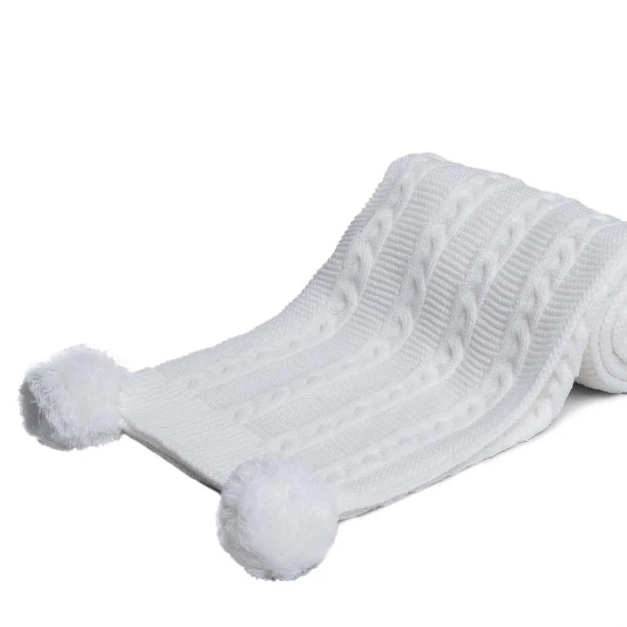 Recycled Cable Knit Blanket Wrap - White