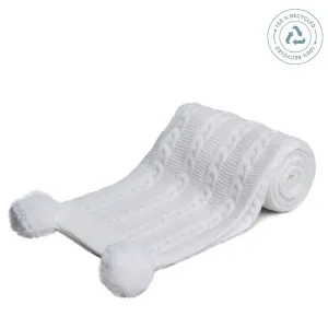 Recycled Cable Knit Blanket Wrap - White