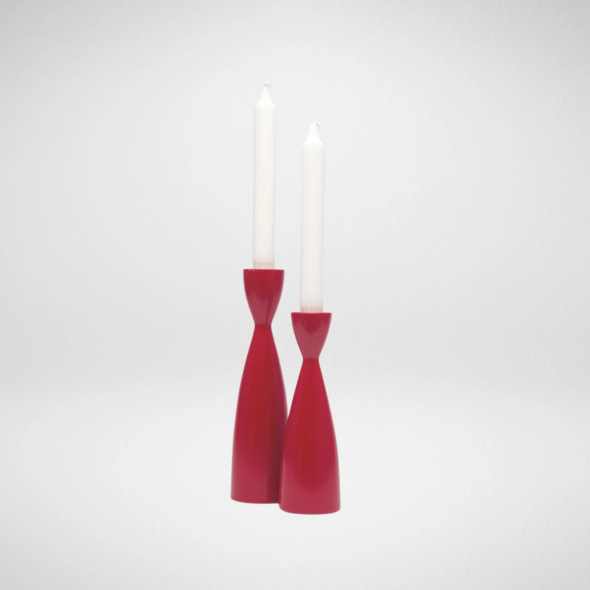 Red Wooden Candle Holder -  9"