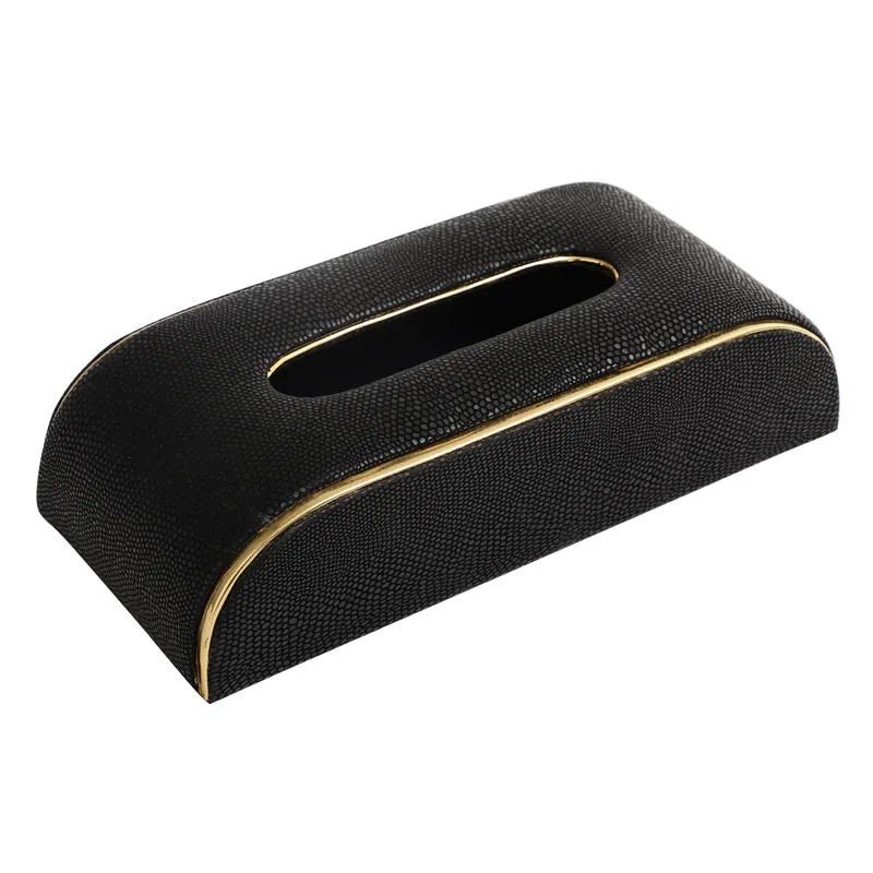 Relca Leather Tissue Box - Black
