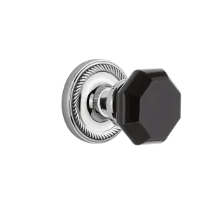 Rope Rosette with Black Waldorf Knob in Bright Chrome