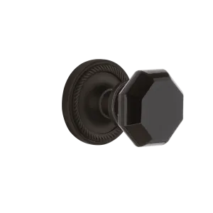 Rope Rosette with Black Waldorf Knob in Oil-Rubbed Bronze