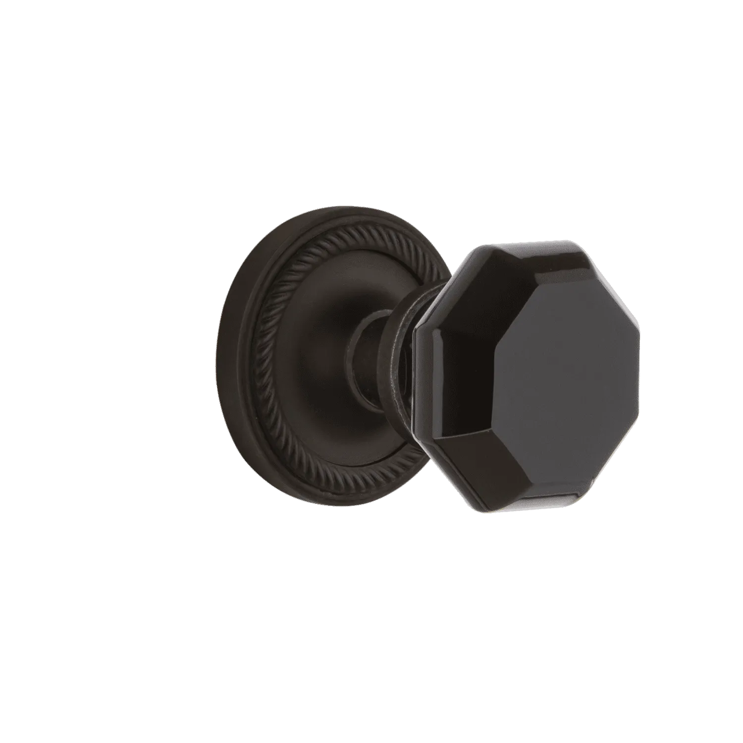 Rope Rosette with Black Waldorf Knob in Oil-Rubbed Bronze