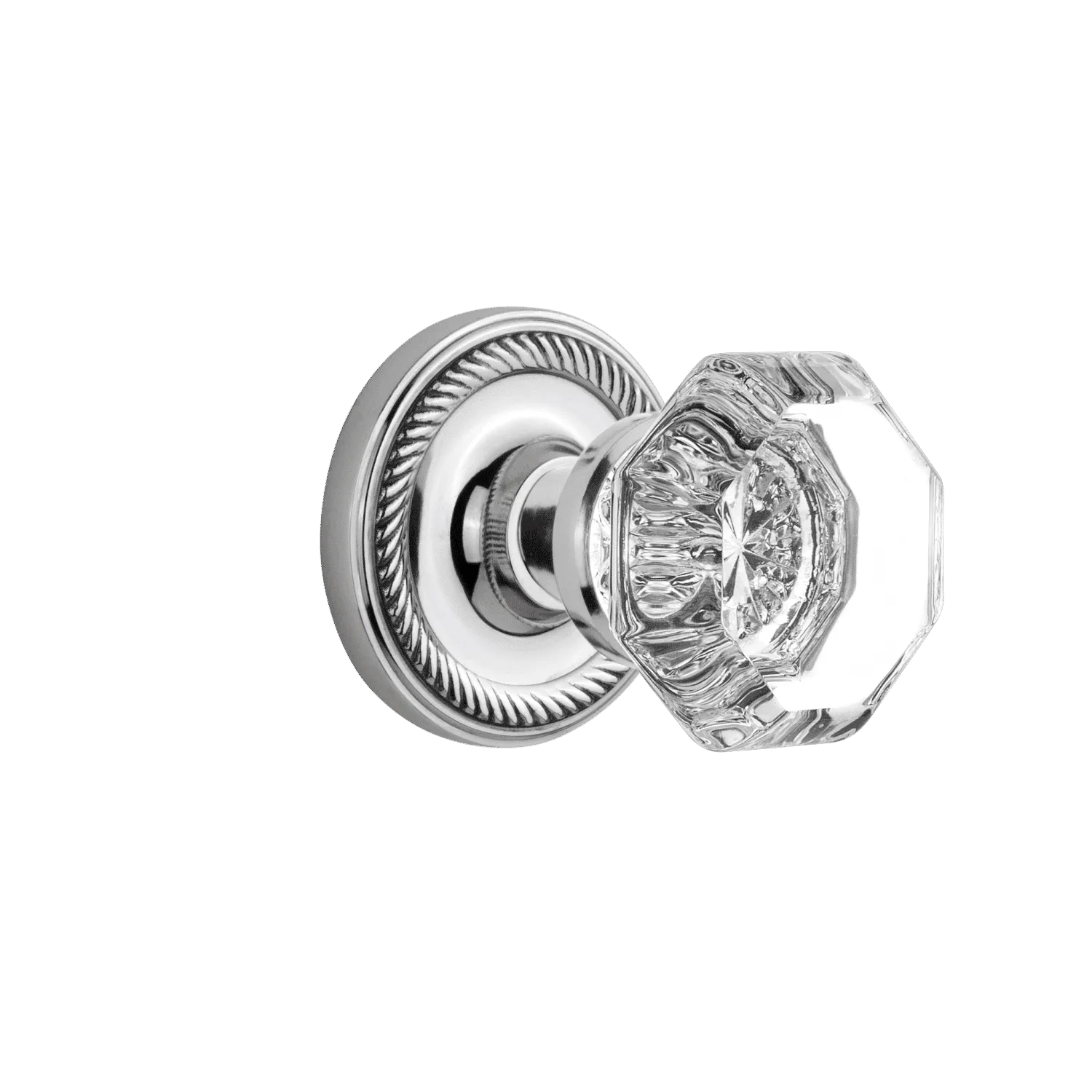 Rope Rosette with Waldorf Knob in Bright Chrome