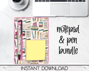 School Teacher Sticky Notepad Holder and Pen PNG Sublimation Design, Digital Download