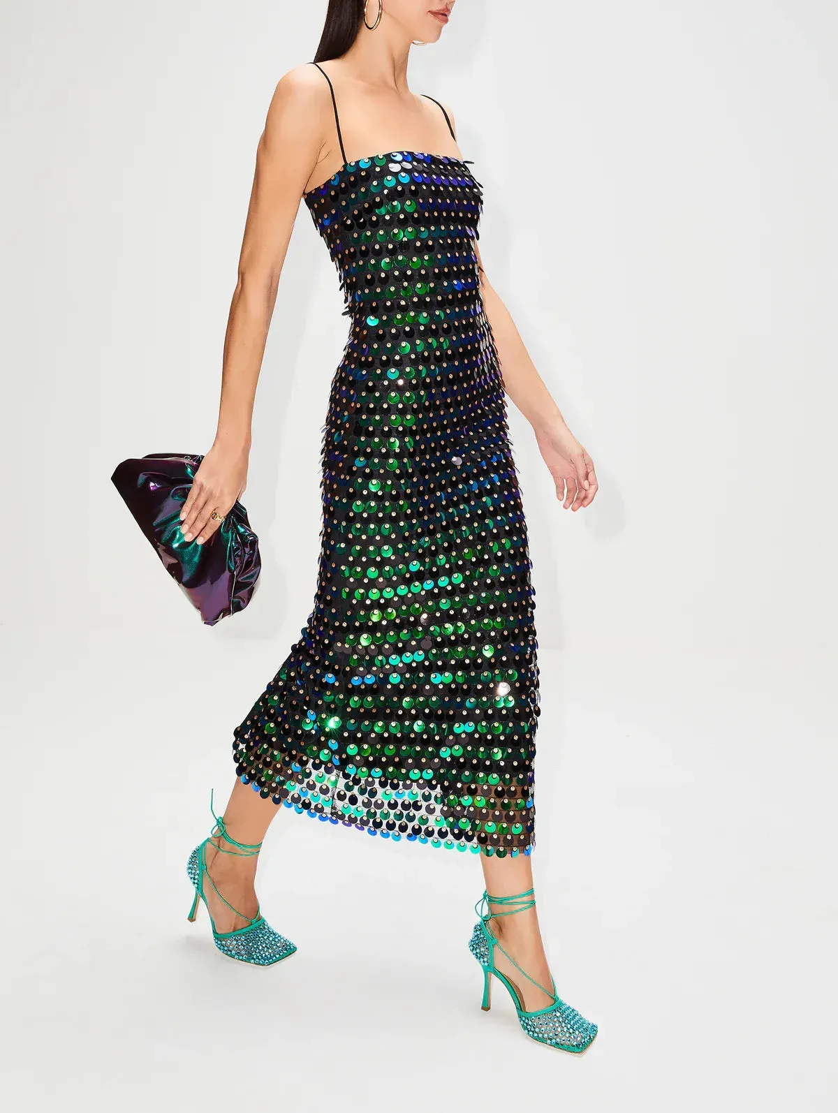 Sequin Strap Stylish Midi Dress