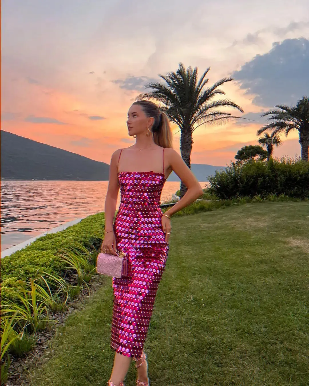 Sequin Strap Stylish Midi Dress