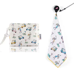 Set of 2: Golf Girl Magnetic Golf Towel and Golf Accessory Bag