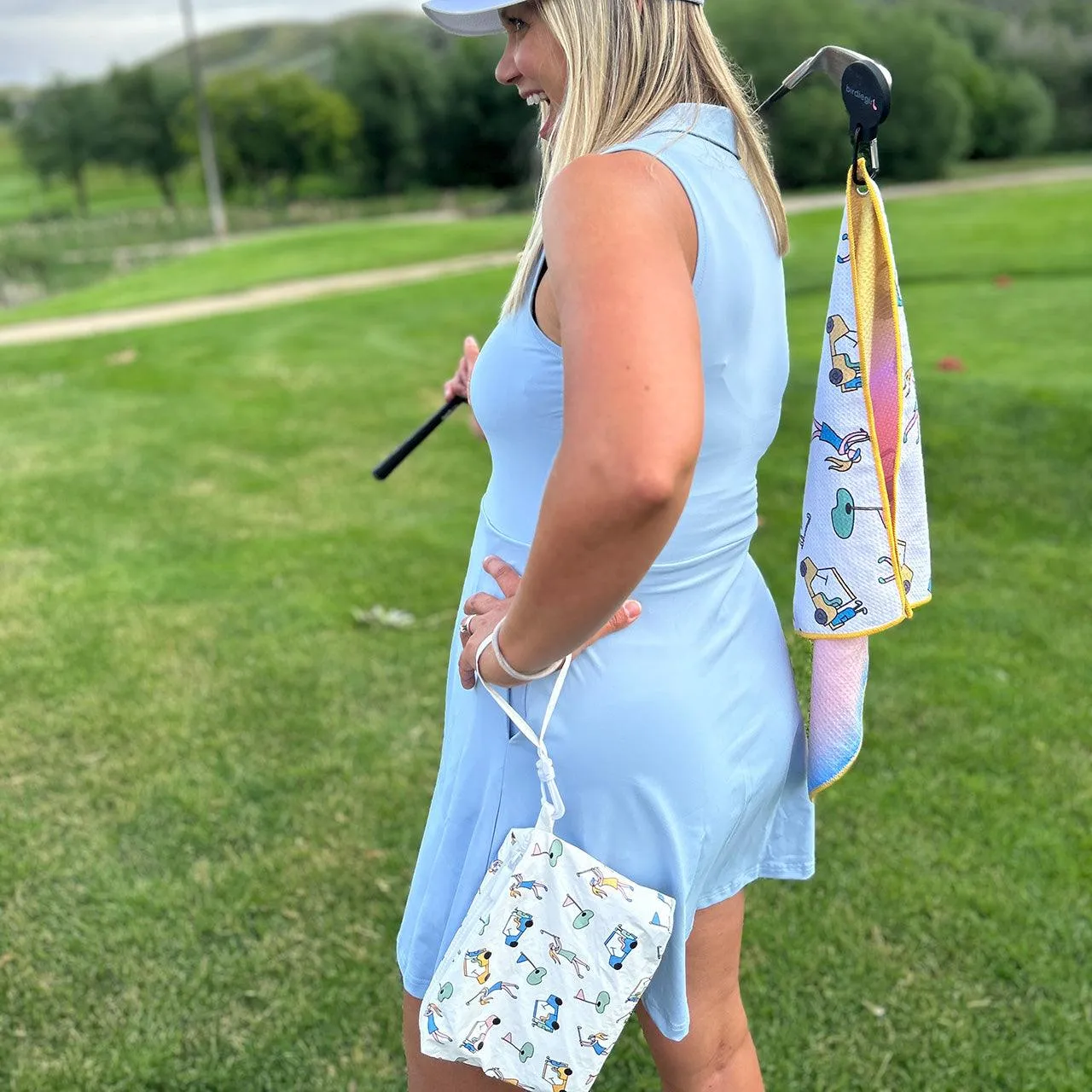 Set of 2: Golf Girl Magnetic Golf Towel and Golf Accessory Bag