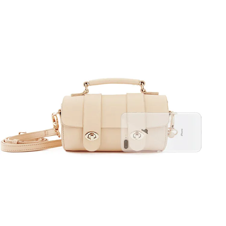 Small Womens Leather Barrel Crossbody Bags Leather Handbags for Women