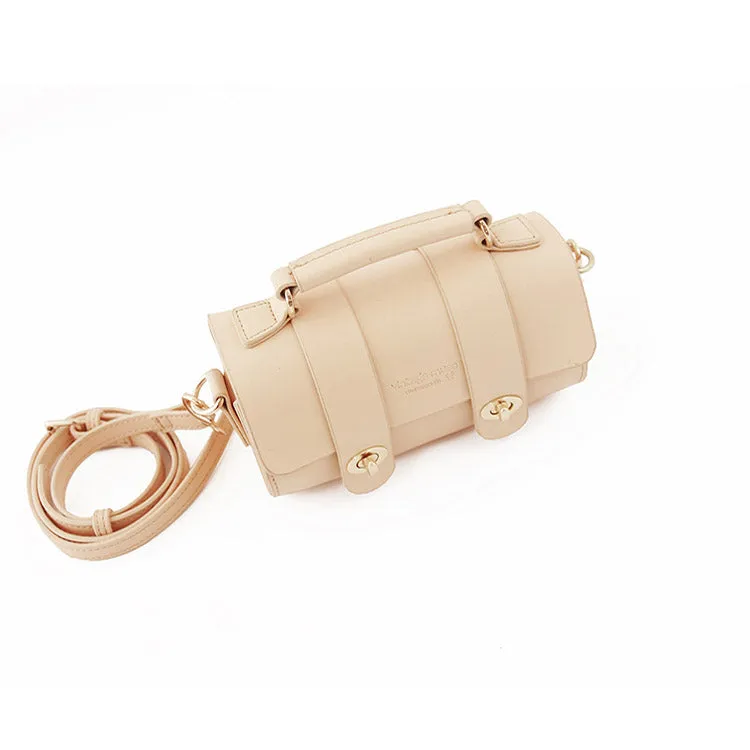 Small Womens Leather Barrel Crossbody Bags Leather Handbags for Women