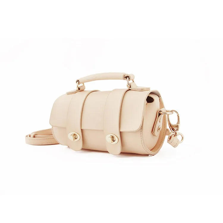 Small Womens Leather Barrel Crossbody Bags Leather Handbags for Women