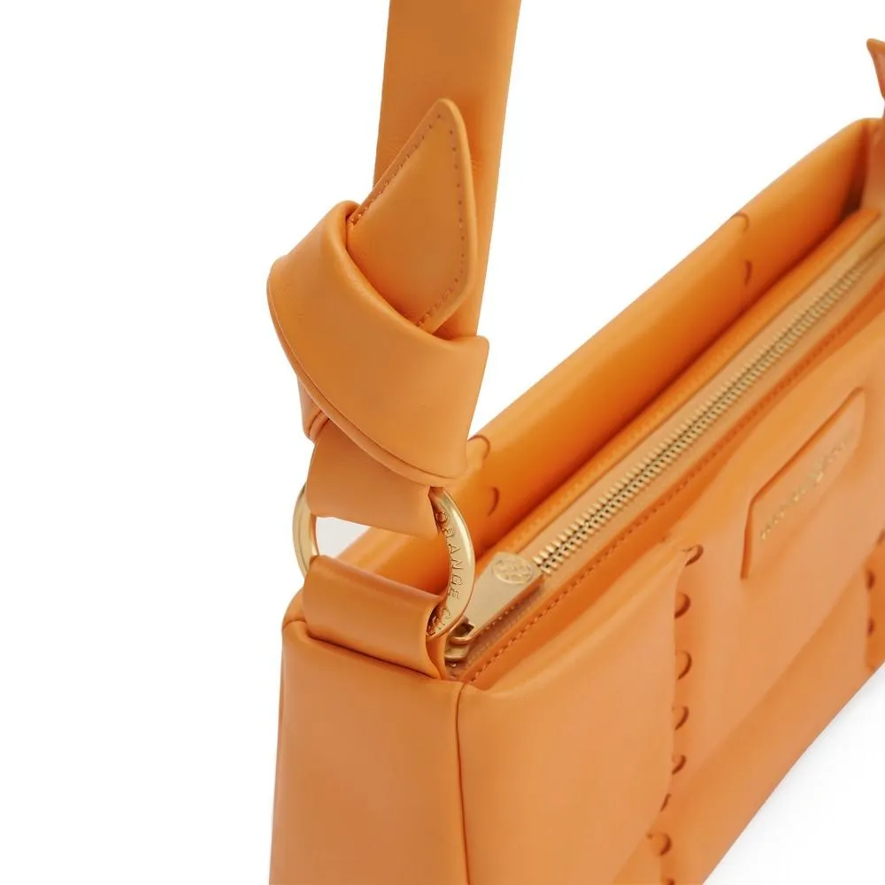 Square Stitch Cushion Shoulder Bag - Orange