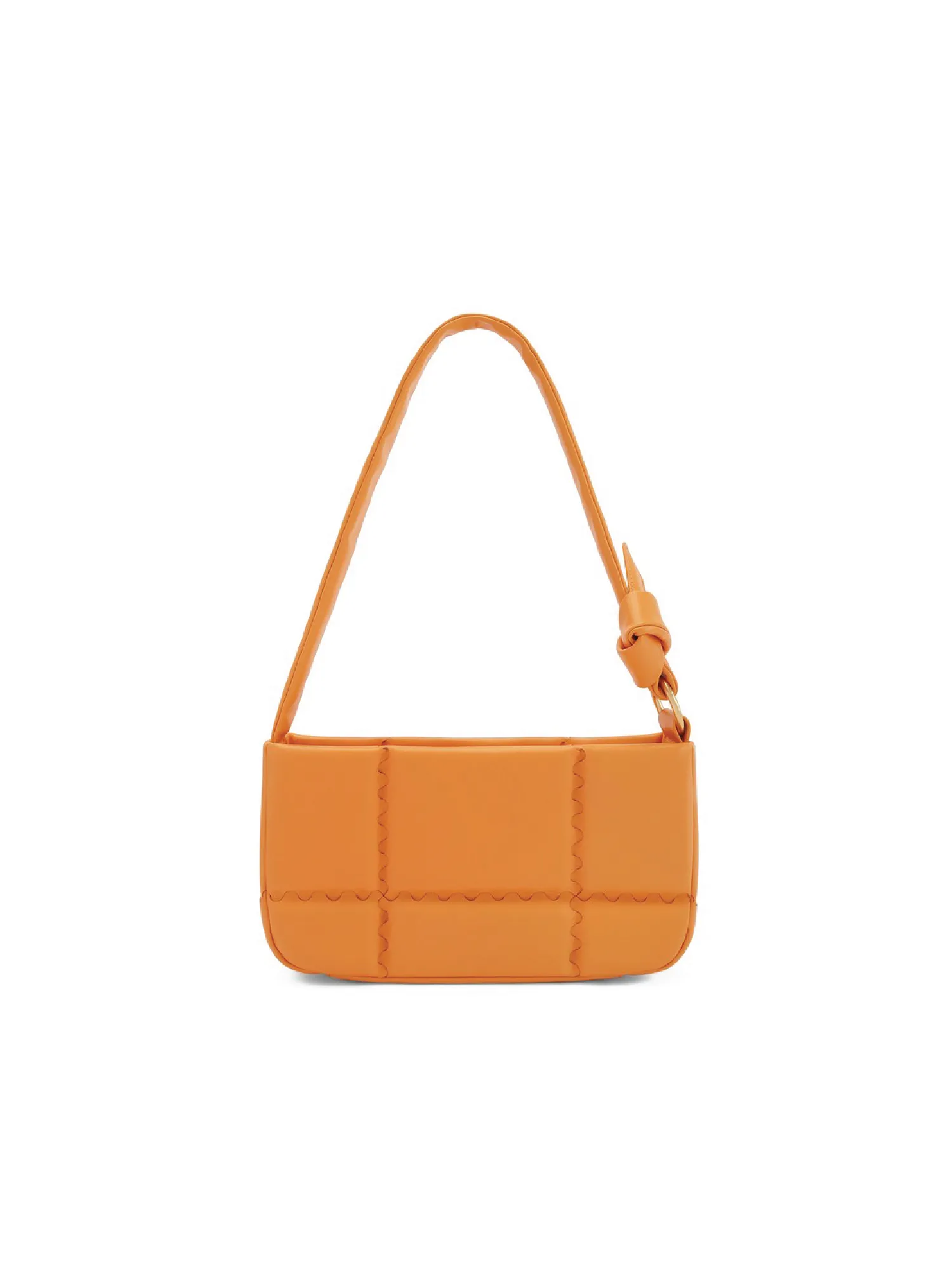 Square Stitch Cushion Shoulder Bag - Orange