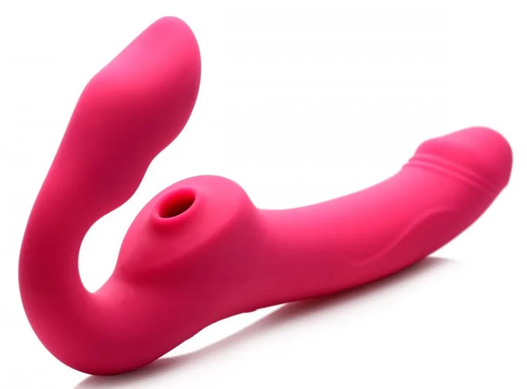 Strap U Licking & Vibrating Strapless Strap-on W- Remote
