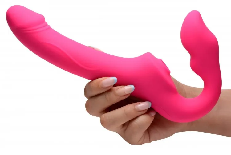 Strap U Licking & Vibrating Strapless Strap-on W- Remote