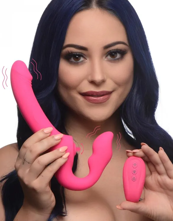 Strap U Licking & Vibrating Strapless Strap-on W- Remote