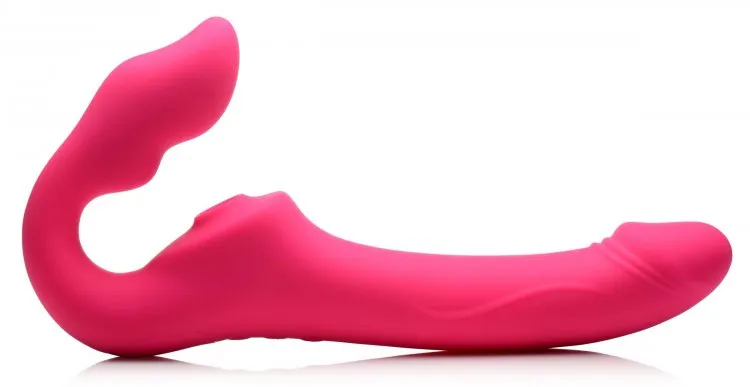 Strap U Licking & Vibrating Strapless Strap-on W- Remote
