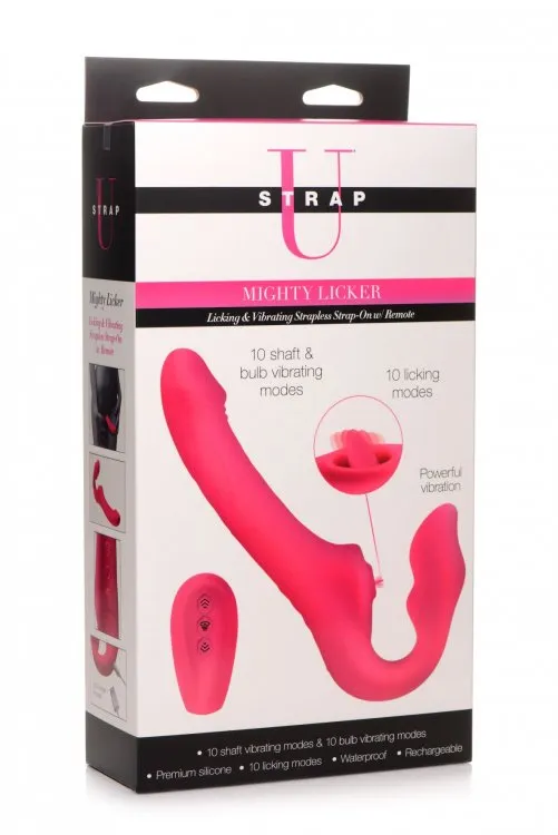 Strap U Licking & Vibrating Strapless Strap-on W- Remote