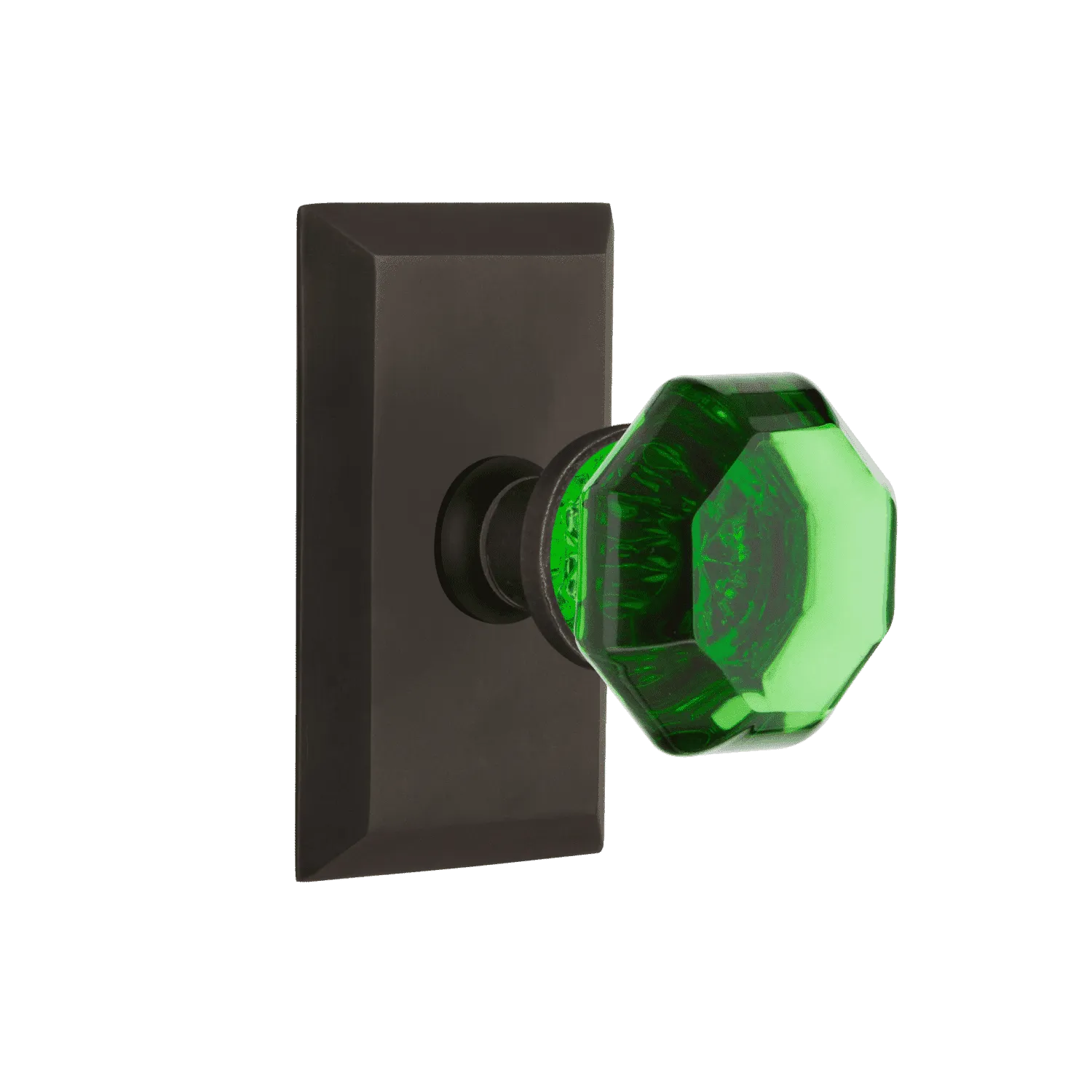 Studio Short Plate with Emerald Waldorf Knob in Oil-Rubbed Bronze