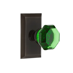Studio Short Plate with Emerald Waldorf Knob in Timeless Bronze
