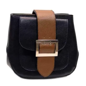 Stylish Buckle and Color Block Design Crossbody Bag For Women - Black