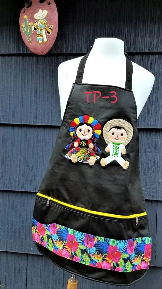Stylish Embroidered  Vinyl Apron