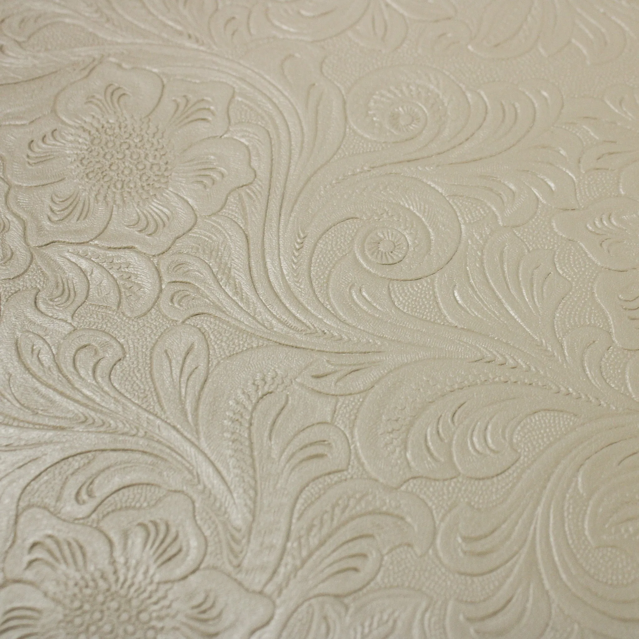 TAUPE EMBOSSED FLORAL FAUX LEATHER