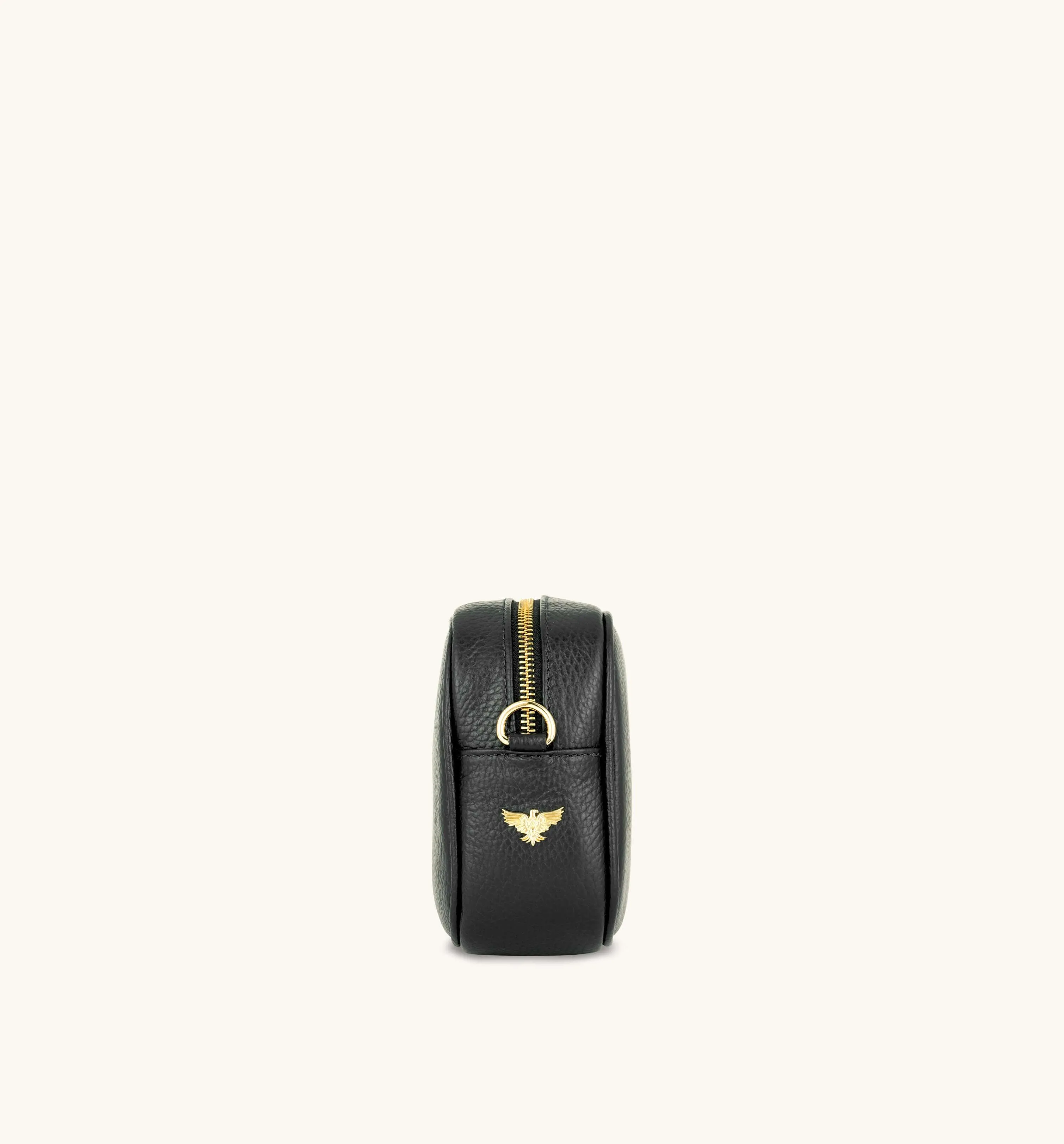 The Tassel Black Leather Crossbody Bag With Gold Chain Strap